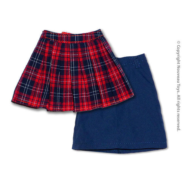 Nouveau Toys Uniform Series - 1/6 Scale Female Navy Color School Skirt & Red Checker Plaid Skirt #2 